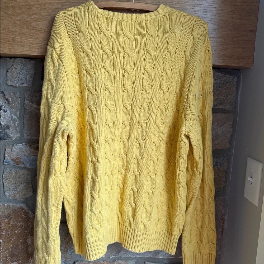 Polo Ralph Lauren Men's Yellow Cable-Knit Sweater Size L